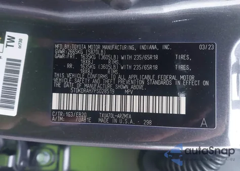 2023 Toyota Highlander Xle из США, поврежденный, VIN 5TDKDRAH7PS028519